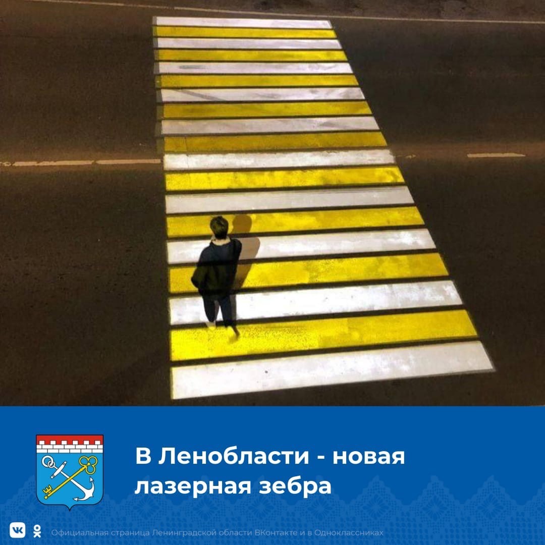 В Ленинградской области появилась второй лазерный пешеходный переход
